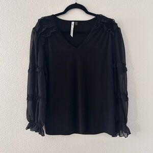 Elegant Black Ruffle Sleeve Top
